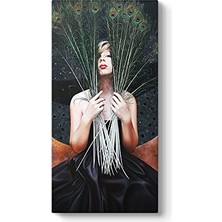 Ceylan Adam Tavus Kuşu Tüyleri Tablosu 40 x 80