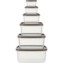 Ceylan Adam 6'lı Koyu Kum Beji Kapaklı Gıda Saklama Kabı Seti, 300 ml – 3150 Ml, Bpa Içermeyen Şeffaf Plastik