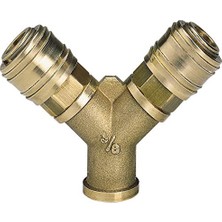 Ceylan Adam Çift Girişli Basınçlı Hava Çıkış Borusu C. R3/8", 2'li Hava Dağıtıcı, 2x Hızlı Bağlantı, Pirinç, 4139680