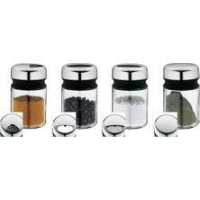 Ceylan Adam Baharatlık Seti, 100 Ml, Cam Baharat Kavanozu, Cromargan® Yüksek Kaliteli Paslanmaz Çelik Kapaklı, Bulaşık Makinesinde Yıkanabilir, 4 Parça