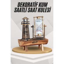 Decostyle Deniz Feneri Kum Saati Ahşap Görünümlü Vintage Tarz Biblo