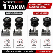 Ceylan Adam Bks ve Asaş Uyumlu Cam Balkon Rulman Teker Seti, 4'lü, 2 Kertikli ve 2 Adet Düz Teker Kombinasyonu, Dayanıklı