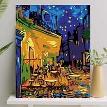 Ceylan Adam Dahil Çıtalı Cafe Terrace At Night 40X50 cm Sayılarla Boyama Tuval Seti Fırça Boya