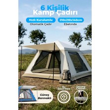 Auhma Outdoor AC6636 6 Kişilik Otomatik Kamp Çadırı Krem 210X210X140 cm - Su Geçirmez Oxford Kumaş