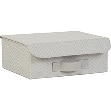Ceylan Adam Çekmece Içi Kullanıma Uygun Gri Balıksırtı Kapaklı Kutu, 30 x 23 x 11 cm
