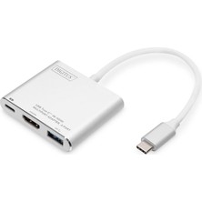 Tr USB Tip C Multiport Grafik Adaptörü, USB Type-C - HDMI + USB A 3.0 + USB C, Şarj Fonksiyonu, 4