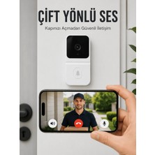 TeknoKapsül Wi-Fi Beyaz Görüntülü Kapı Zili  Hd Kamera, Gece Görüşü ve Çift Yönlü Konuşma Özellikli