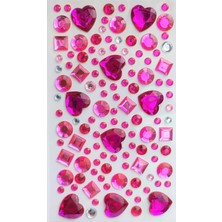 Karinabest Dark Pink Hearts Gem Taş Sticker Çıkartma Etiket