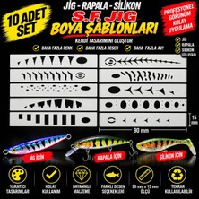 S.f. Jig Jig, Rapala, Silikon Balık Boya Şablonu 90MM Set3 –10 Adet- Balık Desen Aparatı – Airbrush ve Sprey Boya Için Esnek Şablon