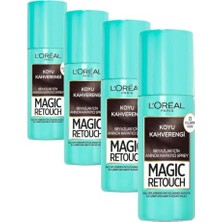 Ceylan Adam Kapatıcı, L'oréal Paris Magic Retouch Beyaz Dipleri, Sprey - Koyu Kahverengi (75 Ml) (4 Paketi)