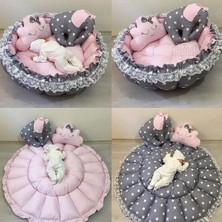 Tr Gri Yıldız Pembe Kombin Açılır Kapanır Oyun Minderi Babynest
