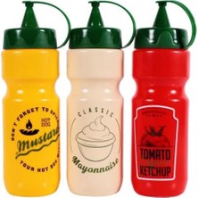 Herevin 162324-000 Desenli Ketçap-Mayonez-Hardal Şişe Seti 660 ml
