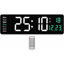 MDSTECH Kumandalı LED Dijital Duvar Saati Büyük Ekran 39 cm - Geri Sayım Timer, Çift Alarm, Sıcaklık & Tarih Göstergeli, Duvara Monte & Masaüstü Kullanım