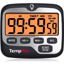 Temp Spike Thermopro TM01 Dijital Mutfak Zamanlayıcısı, Geri Sayım ve Kronometre, Ayarlanabilir Sesli Alarm ve Geniş Arkadan Aydınlatmalı LCD Ekranlı Manyetik Za