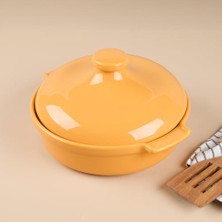 Ceylan Adam Elissa Kapaklı Karnıyarık Fırın Kabı, Sarı, 25 cm