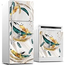 Ceylan Adam Renkli Tüyler Desenli Beyaz Eşya Sticker Kaplama