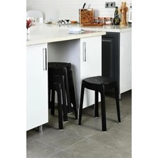 Poomy Kaymaz Ayaklı Dekoratif Plastik Tabure 4'lü Set, Can.tb.4t