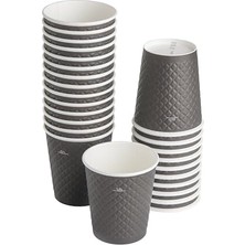 Ceylan Adam Kahve Bardağı, 25 Adet Siyah Çift Duvarlı 8 Oz, Küçük Kağıt Çay Bardakları 250 Ml, Soğuk ve Sıcak Içecekler, Waffle Siyah