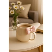 Ceylan Adam Pembe Fiyonklu 300 ml Beyaz Seramik Kupa Bardak MIT1212