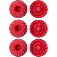 Ceylan Adam Kırmızı; Silikon Mini Kek ve Muffin Kalıbı, 7x3 Cm, Bpa Içermez, Fırında Kullanılır, Makinede Yıkanabilir, 6 Adet