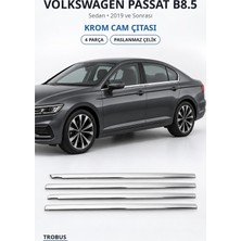 Trobus Volkswagen Passat B8.5 2019 ve Sonrası Uyumlu Krom Cam Çıtası 4 Parça Paslanmaz Çelik