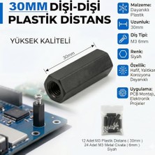 Ceylan Adam 30 mm Dişi-Dişi Plastik Distans, Aralayıcı (12 Takım M3 Plastik) Civatalar Dahil