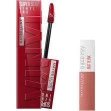 Ceylan Adam New York Super Stay Vinyl Ink Uzun Süre Kalıcı Likit Parlak Ruj 10 Lippy & Mini Super Stay Matte Ink Likit Mat Ruj 65 Seductress Makyaj Seti