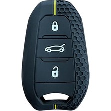 Ceylan Adam Peugeot 2o8 3o8 5o8 2oo8 3oo8 5OO8UYUMLU Rifter Petek Desenli Anahtar Kılıfı Siyah Sarı