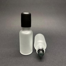 Ceylan Adam 20 ml Buzlu Cam Roll On Şişesi, Siyah Kapaklı Cam Esans Şişesi 20 cc x 3 Adet
