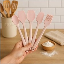 Ceylan Adam Spatula, Ckm Silikon 5'li Silikon Kaşık Fırça Seti Mutfak Gereçleri Set Pembe