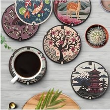 Ceylan Adam Japon Sanatı Temalı 6'lı Mdf Bardak Altlığı, 10 Cm, BRD-041