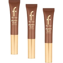 Ceylan Adam Puffy Liquid Hafif Yapılı & Sünger Aplikatörlü Yoğunluğu Ayarlanabilir Likit Kontür 002 Hot Chclate (3 Paketi)