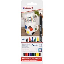 Ceylan Adam 4200 Fırça Uçlu Porselen Kalemi - Siyah, Kırmızı, Mavi, Yeşil, Sarı, Kahverengi - 6 Kalem - Fırça Ucu 1-4 mm