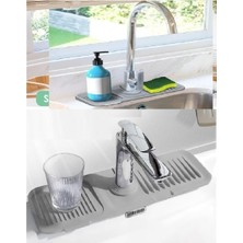 OEM Musluk Matı, Eviye Matı,elastik Musluk Matı Su Tutucu Düzenleyici Kaydırmaz Taban Organizer Mutfak Banyo Lavabo,musluk Matı Silikon (Gri)