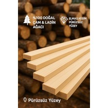 Ceylan Adam 5 Adet Doğal Çam-Ladin Ahşap Çıta, 2 x 2 x 50 cm
