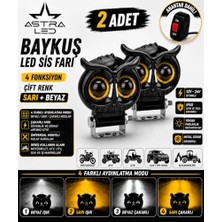 Ceylan Adam Astra LED Baykuş LED Sis Farı, Açma Kapama Anahtarlı, Moto-Offroad-Suv-Iş Makinesi Uyumlu, Çift Renk Sarı-Beyaz, Çakarlı 4 Fonksiyon
