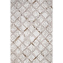 Bespoky Krem Halı Modern Geometrik Desenli Kaymaz Tabanlı Yıkanabilir Salon Koridor Dijital Baskı