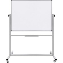 Ceylan Adam Ayaklı Yazı Tahtası Mobil Çift Taraflı Tekerlekli 360 Dönerli Laminant 90X120 cm - Beyaz