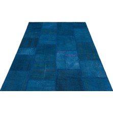 Bespoky Mavi Kilim Salon Kilimi El Dokuma Yün Patchwork Etnik Stil Deniz Mavisi