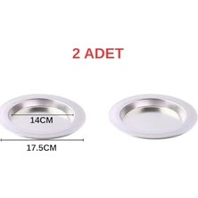 Ceylan Adam 2 Adet Alüminyum Künefe Tepsisi, 14 cm Iç ve 17,5 cm Dış Çap, Gri
