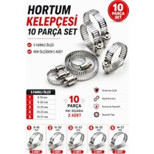 Ceylan Adam Zephoo Paslanmaz Çelik Hortum Kelepçesi Seti 10 Parça 5 Farklı Ölçü 8-18 mm 11-20 mm 13-23 mm 18-25 mm 14-27 mm