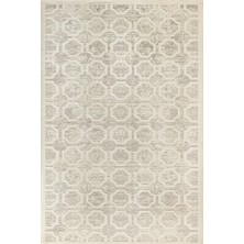 Bespoky Krem Halı Geometrik Desenli Modern Salon Halısı Kaymaz Tabanlı Dijital Baskı