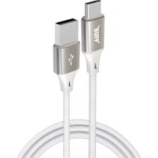 Buff Labs Buff BL71 USB To Type-C 2.4A 1.2m Örgülü Data ve Şarj Kablosu (Beyaz)