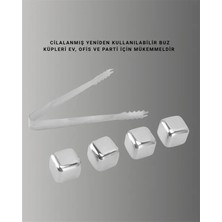Şık Metal Buz Küpleri 4 Adet Çok Amaçlı Kullanım