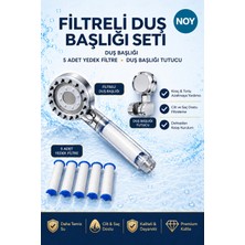 Noy Filtreli Duş Başlığı Seti Krom 5 Yedek Pp Filtre Kireç ve Klor Önleyici Yüksek Basınçlı Su Arıtmalı