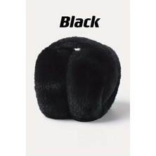 Tr Myzi Store Peluş Katlanabilir Kulaklık Soğuktan Koruyucu Soft Peluş Kışlık Kulaklık Siyah
