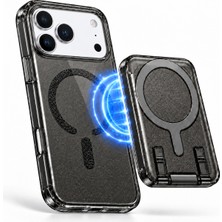 CoverZone iPhone 17 Pro ile Uyumlu Glitzora Simli Kılıf ve Manyetik Kartlık Seti, Magsafe ile Uyumlu, Çıkarılabilir Kartlık, Yükseltilmiş Kamera Koruma, Çizik Koruması, Silikon Siyah