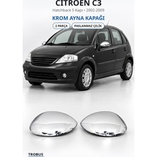Trobus Citroen C3 2002-2009 Uyumlu Krom Ayna Kapağı 2 Parça Paslanmaz Çelik