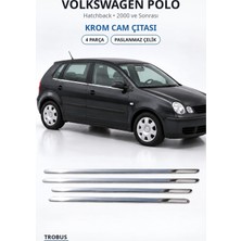 Trobus Volkswagen Polo 2000 ve Sonrası Uyumlu Krom Cam Çıtası 4 Parça Paslanmaz Çelik