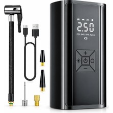 Tr Şarjlı Lastik Şişirme Hava Kompresörü, 150 Psı Dijital LCD Ekran, 6000 Mah Batarya, Powerba